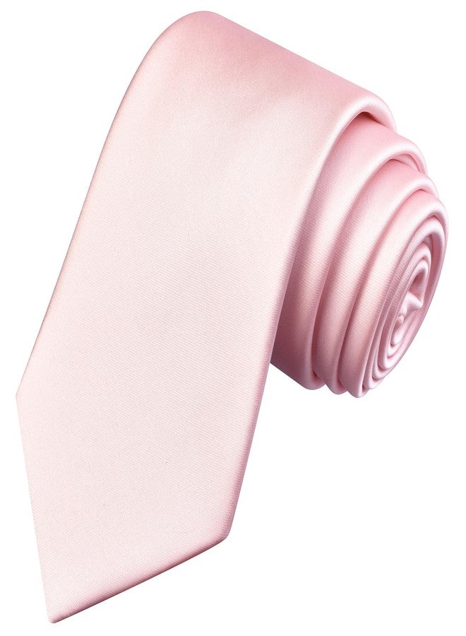 Branduce Blush Pink Tie Solid Satin Ties for Men Silk Blend Necktie for Wedding Business (TA11-28) - Image 1